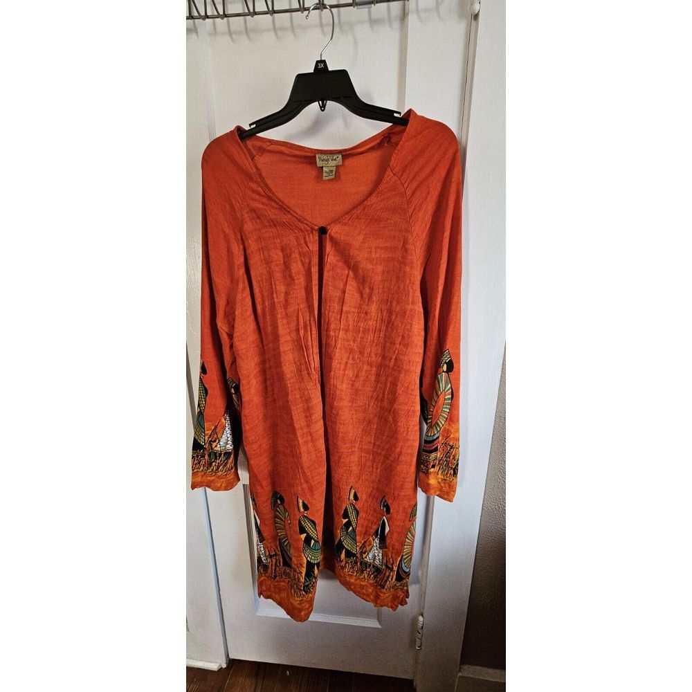 Midnight Velvet 100% Rayon orange beauties Long Duster Jacket womens 1X